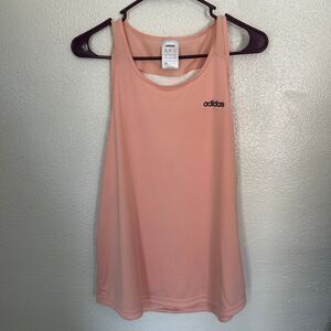 Adidas women’s XL Lightweight Coral Pink Open Back Logo Athletic Tank Top